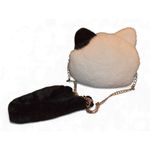 Bioworld Plush Cat Crossbody Bag – Black & White Kitty Purse – Faux Fur – Chain Photo 2
