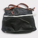 NWOT. Large Black Faux Leather Purse with Brown Straps Photo 4