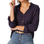 Grayson The Hero Button Up Shirt Frank‎ & Eileen Navy Blue Red Stripe Sz 2 Small Photo 0