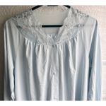 Vintage Shadowline Long Nightgown baby blue button front lace neck robe size M Size M Photo 2