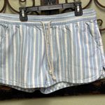 Aerie pull on stretchy tie waist blue & white striped shorts Photo 0
