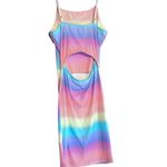 Peach Love California POL Pastel Multicolored Rainbow Mini Cut Out Dress Photo 2