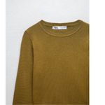 ZARA  Ribbed Knit Cropped Long Sleeve Top Moss Medium Photo 3