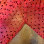 Peach Love California  Top Large Red Sheer Polka Dot Blouse Photo 5