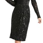 Mac Duggal  Black Long Sleeve V-Neck Sequin Gown size 6 Photo 0