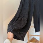 Khangura Artsy Pants Black Windowpane Linen Blend High Rise Wide Leg Crop Small Photo 1