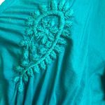 Old Navy Coverup top small Turquoise With Pom Pom Trim & Embroidery Photo 6