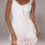 TRNVIE White Lace Backless Dress Romper Photo 0