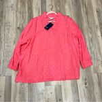 Crown & Ivy NWT  ruffle neck coral palm tree blouse size XL Photo 5