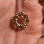 Yellow Swarovski Crystal Sterling Silver Circle Pendant Stainless Steel Necklace Photo 9