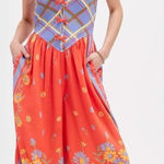 Free People  Linen Bali Honeydew Jumpsuit in Fiesta Combo Size Small NWT Bohemian Photo 0