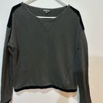 Splendid  Charcoal and Black Long Sleeve Burnout Sweatshirt Velvet accents Small Photo 0