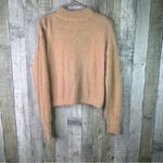 Sun + Moon Small Mock Neck Fuzzy Tan Long Sleeve Cropped Sweater Photo 1
