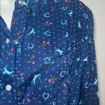 Roper Western Riding Horse Blouse Pearl Snap Navy Blue Patterned Women's Top L Size L Photo 9