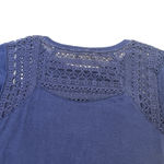 Rewind Crocheted Panels Flowy Knotted Short Sleeve Navy Top Size XXL Whimsigoth Photo 2