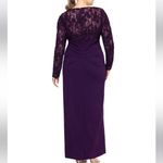 XScape Long Sleeve Lace Bodice Ruffled Formal Dress Photo 6