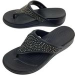 Crocs Monterey Diamante Embellished Thong Wedge Sandal Black Women's size 9 Photo 0