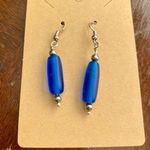 Cobalt Blue Frosted Tube Dangle earrings Photo 0