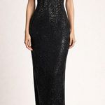 Vintage Roberta Midnight Black Sequin Halter Open Back Sleeveless Maxi Gown Size M Photo 0