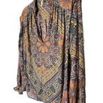 Free People Little Runaway Medallion Print Top Blouse Size Small Keyhole Neck Photo 6