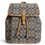 Coach Classic Signature Khaki Jacquard Vachetta Buckle Drawstring Backpack, EUC Photo 0