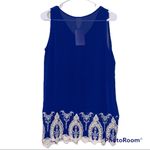 Pink Owl  medium women’s royal blue sheer tank lace crochet bottom trim Photo 8