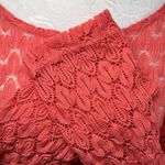 Katie K Coral Open Knit Crochet Sweater Lightweight Long Sleeve Top Medium Orange Photo 7