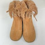 Clarks brown Nubuck Leather Wedge Fur Lined Snow Winter Boots Foldover Size 8.5 Photo 3