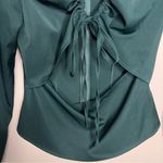 Open Edit  Womens Size‎ S Green Satin Cutout Long Sleeve Top Photo 8