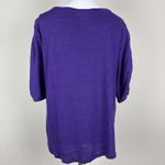 Chico's 3 Top Womens XL Purple Linen Ruched Short Sleeve Solid Pullover Casual Photo 7