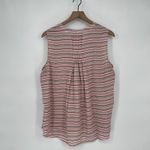 NYDJ Womens Size L Sleeveless V Neck Chevron Stripe Blouse Top Pink Orange Brown Photo 4