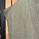 Sisley y2k mini dress vneck olive linen drop hem a Photo 5