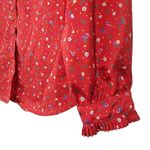 The Villager VTG Red Mini Floral Print Button Down Long Sleeve Women's Size 16 Photo 6