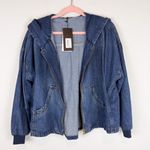 NWT Ruti Relaxed Denim Hooded Jacket Zip Up Slouchy Size Small/ Medium Blue Photo 4