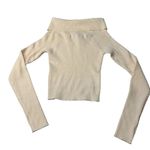 Princess Polly  Size M/L Morley Off‎ Shoulder Ribbed Sweater Cream Thumb Holes Photo 1