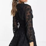 ASOS Black Long Sleeve Skater Dress with Black Dot Details Photo 1