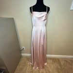 Azazie  Clove English Rose Light Pink A-Line Pleated Stretch Satin Dress SZ 8 Photo 4