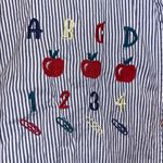 Vintage Teacher Shirt ABC 123 Art Striped Short Sleeve Shirt with Embroidery White Size L Photo 2