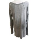 Free People  Oversized Thermal Top Gray Size Large ScoopNeck Bohemian Grunge Photo 5