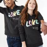 Aeropostale Aero One‎ LOVE Pullover Hoodie Gray Multi Unisex Large Long Sleeve Photo 1