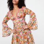 Nasty Gal Floral V Neck Pleated Mini Dress Photo 0