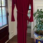 Versona  Deep Red Ruffled Jumpsuit with Pockets Photo 1