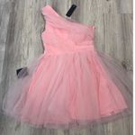 Lulus  Exceptional Moments Light Pink Swiss Dot One-Shoulder Mini Dress Size S Photo 2