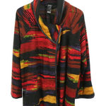 Ali Miles Southwestern Aztec Faux Leather Trim Cowl Neck Cardigan Sweater 2X Black Photo 0