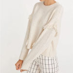 Madewell Montford Fringe Pullover Sweater, Pearl Ivory, Size L, Women’s Cropped Photo 2