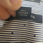 Lands' End Lands’ End Women’s Size 4 Petite Blue Striped Button Front Shirt 3/4 Sleeve Photo 6