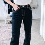 Y2K Black High Waist Straight Leg Cargo Denim Jeans Photo 0
