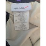 Speedo 10/36 Black Purple Grid Shattered Square Print One-Piece Swimsuit Photo 1