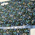 BURU Women XS Blue Floral Print Boat Neck Elbow Sleeve Button Cuff Top Boho Black Size XXS Photo 7