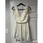 Shein Mod Cream V Neck Mini Dress Sleeveless Tie Strap Ruched S White Photo 1